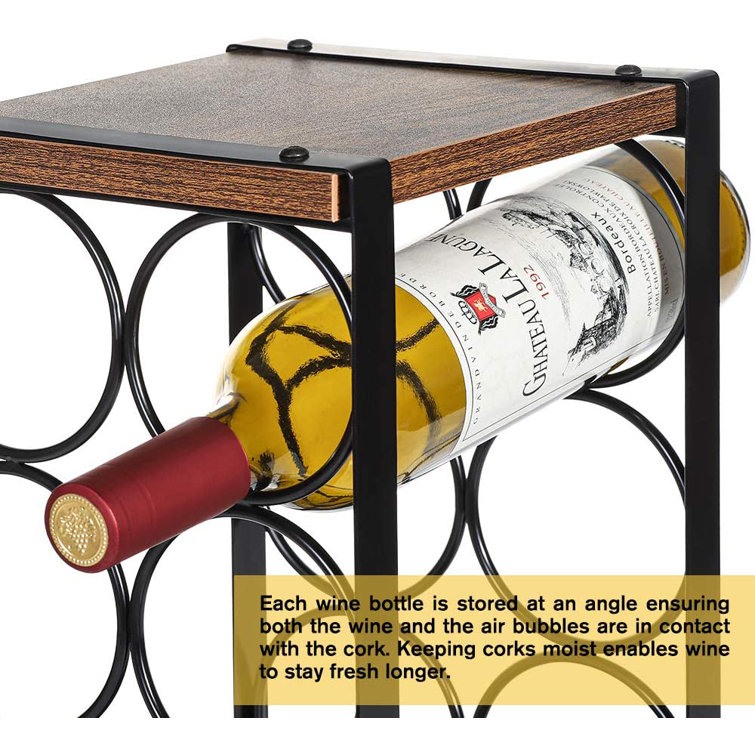 17 Stories 6 Bottle Tabletop Wine Bottle Rack in Black/Brown Wayfair